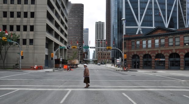 Empty downtown Calgary