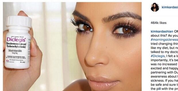 Kim Kardashian holds Diclegis