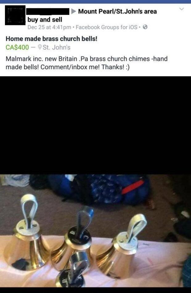 Stolen handbells ad