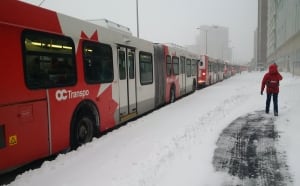 Ottawa winter storm Dec 29 2015 OC Transpo Transitway backed up downtown