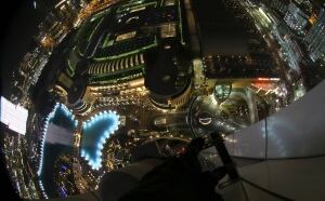 Bird's eye view from hotel on fire