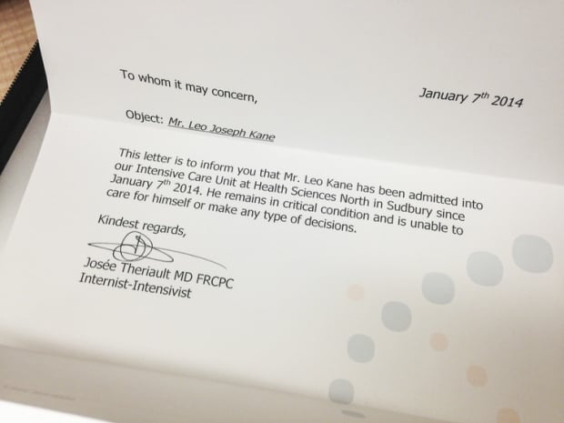 Pat Kane - physician's letter