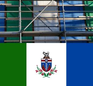 Yukon administration building insulation, and flag