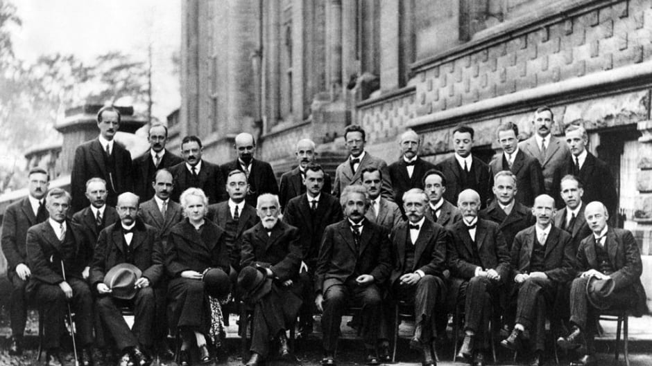 Photo from the famous 1927 Solvay conference. Marie Curie is third from the left in the front row.