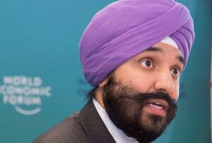 Navdeep Bains fields questions in Davos