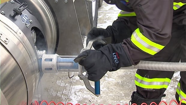 Fuelling an LNG truck in Calgary