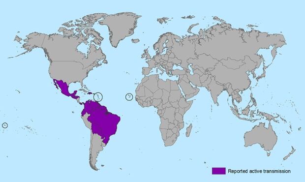 CDC map - Zika virus
