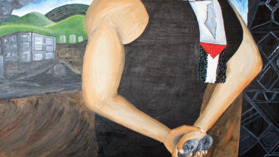 A mural that hangs at York University called Palestinian Roots by Ahmad Al Abid
