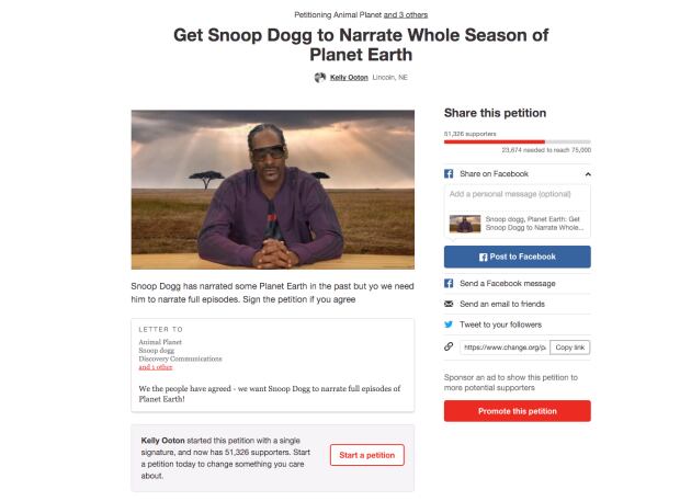 Snoop Planet Earth petition