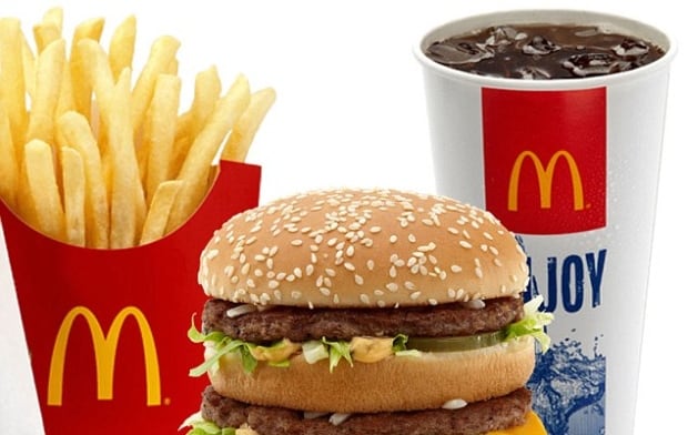 McDonalds burgers, fries, coke
