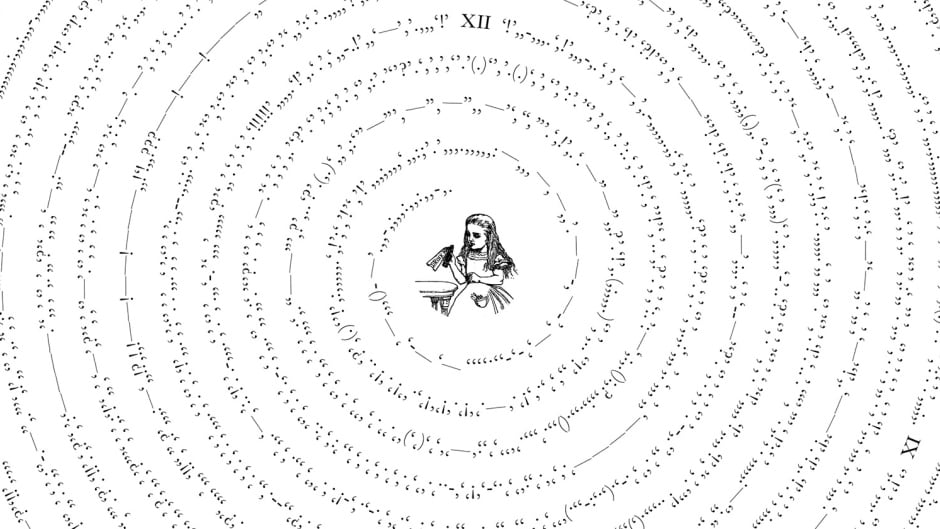 The punctuation of Alice in Wonderland. Artwork from "Between The Words".