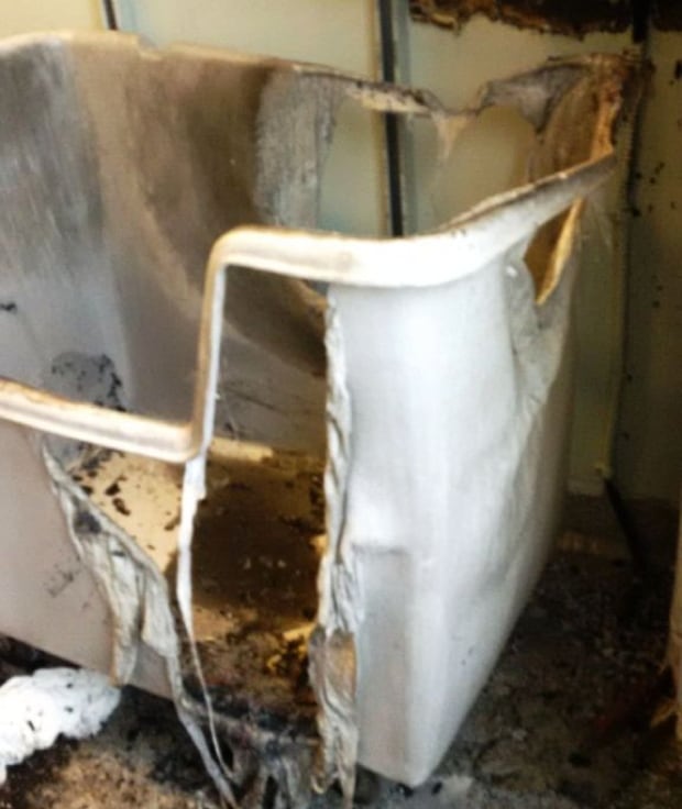 Burned linen hamper