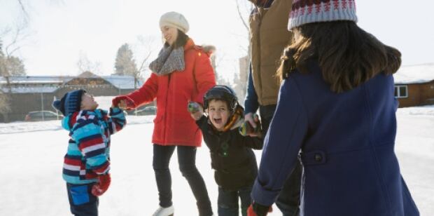 Family ice skating