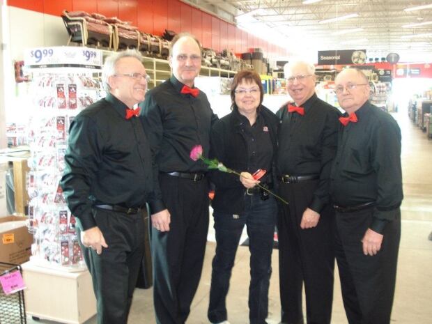 Singing valentine delivered at work