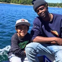 Josiah Wilson and local boy in Bella Bella