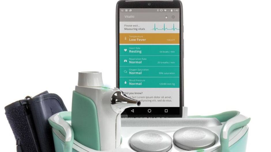 The Vitality Tricorder system, the Cloud DX entry in the Tricorder XPRIZE contest