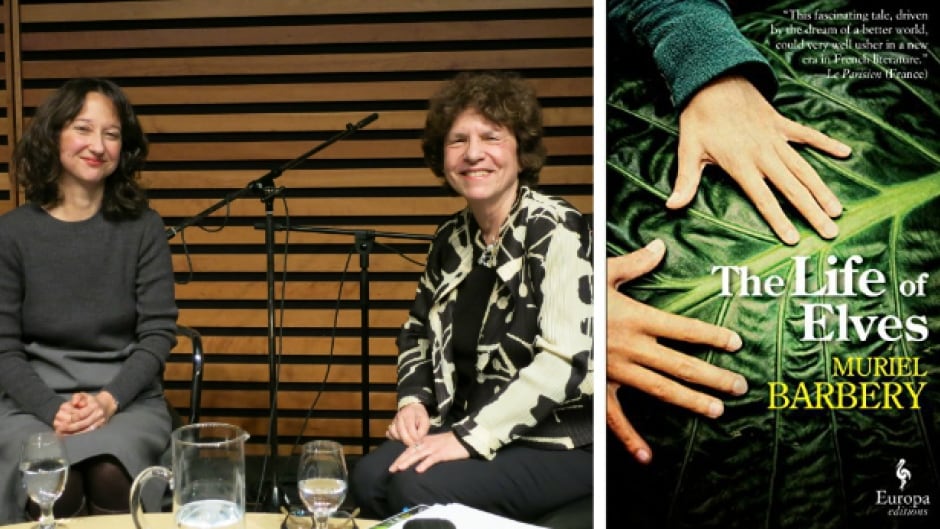 Muriel Barbery and Eleanor Wachtel on stage at the Bluma Appel Salon of the Toronto Reference Library.