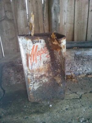 Old maple syrup tin, Bury Quebec