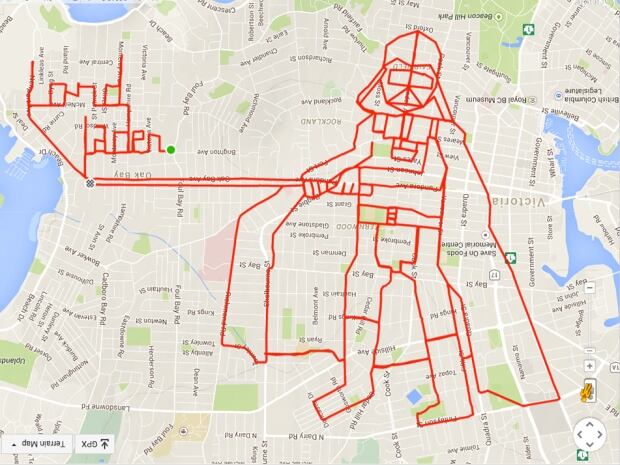 Stephen Lund GPS doodles Darth Vader