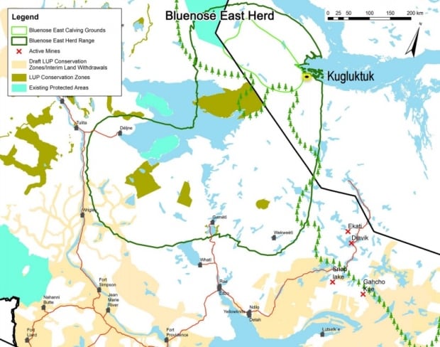Bluenose East caribou range