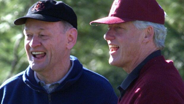 Former prime minister Jean Chretien and former U.S. president Bill Clinton were known to have warm relations. Here they share a laugh at the start round of golf at the Army Navy Golf course in Washington, D.C. in December, 2000.