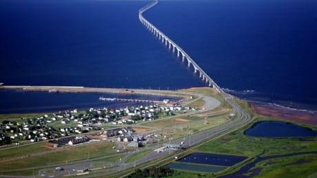 The cables that link P.E.I. and New Brunswick are buried close to the Confederation Bridge. Confederation Bridge Maritime Electric cable