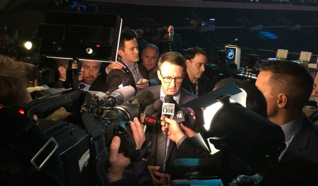 Mark Chipman speaks with reporters at Heritage Classic Announcement