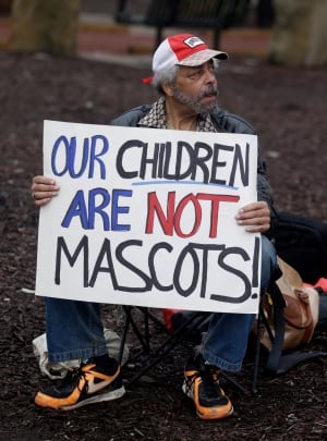 Indians Wahoo Protest Baseball