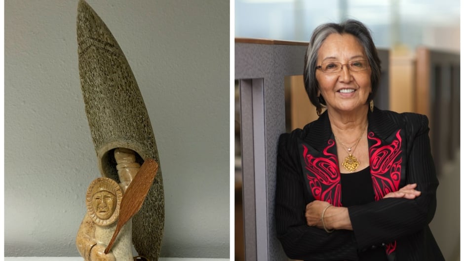 A bone carving purchased by an undercover U.S. Fish and Wildlife Service agent in the prosecution of southeast Alaska shop owners in Juneau, Alaska. Rosita Worl is the president of Sealaska Heritage Institute.