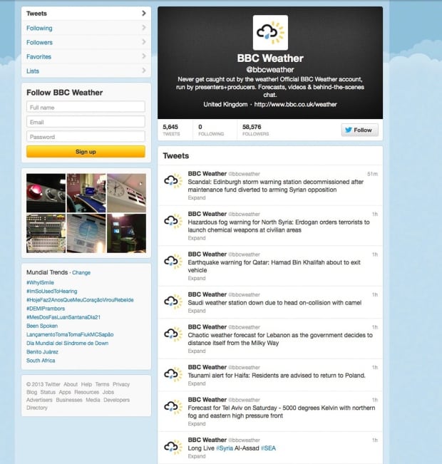 Britain BBC Twitter Hack