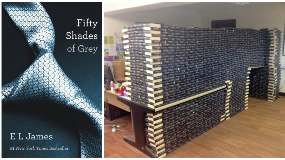 Oxfam Castle Street Swansea charity shop are pleading with the public to stop donating copies of "Fifty Shades of Grey." They already have so many copies of the erotic best-selling book that they've resorted to building a towering fort in their warehouse.