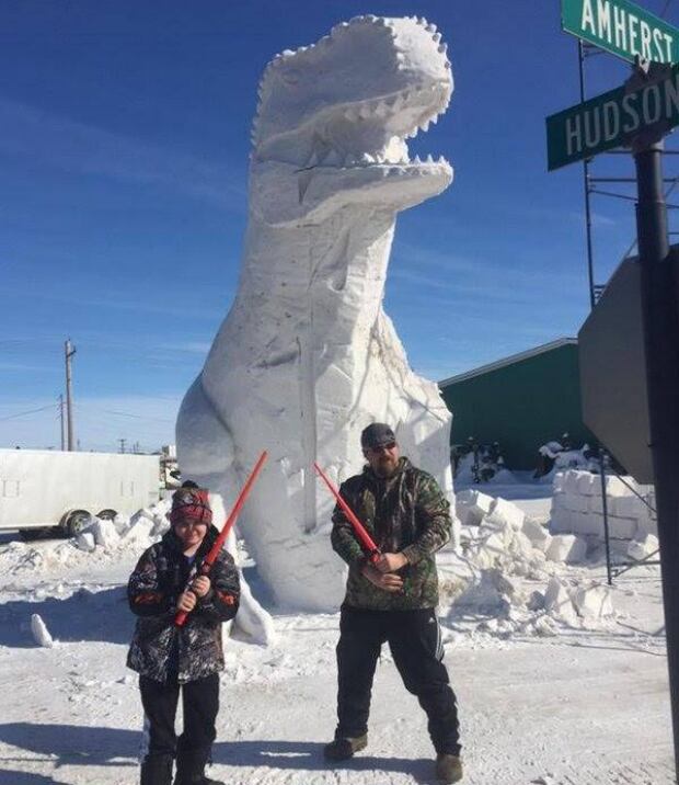 Brian Brace T. rex snow sculpture