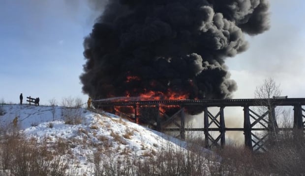 PORCUPINE PLAIN TRAIN BRIDGE FIRE mar 25 2016