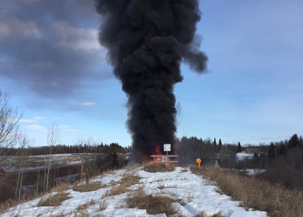 PORCUPINE PLAIN TRAIN BRIDGE FIRE mar 25 2016
