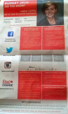 Liberal NB MP budget ad