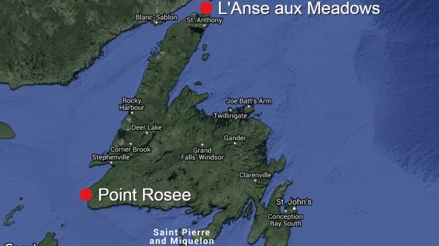Point Rosee viking map L'Anse aux Meadows
