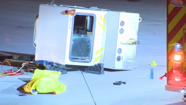 Baggage cart rollover Toronto airport