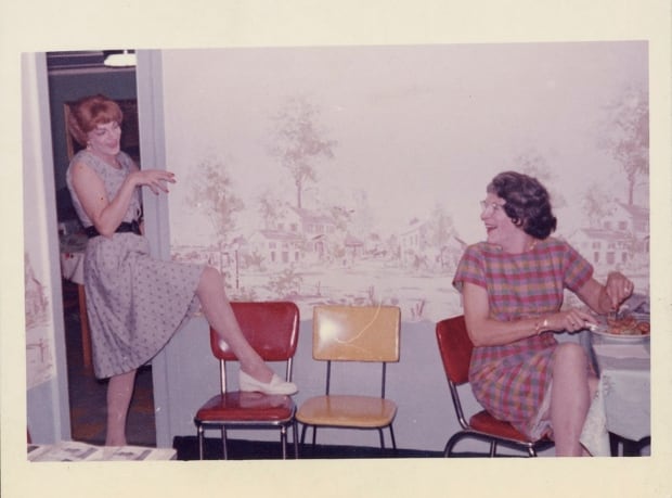 Susanna and a friend in the kitchen, 1955- 1963
