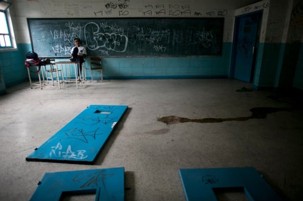 APTOPIX Venezuela Undone Empty Schools