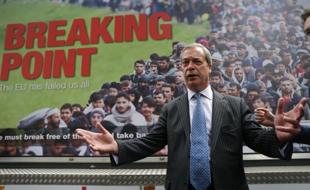 Nigel Farage breaking point sign Brexit