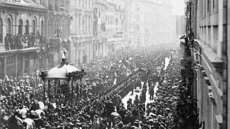 More than 80,000 people attended D’Arcy McGee’s funeral procession in Montreal on April 13, 1868. At the time, there were approximately 105,000 people living in Montreal. D’Arcy McGee funeral