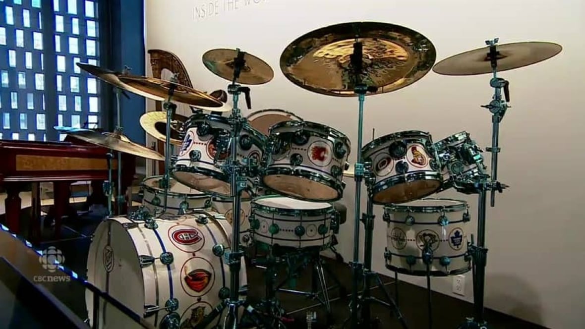 Tour Neil Peart's drum kit in the Unplugged area Calgary CBC News