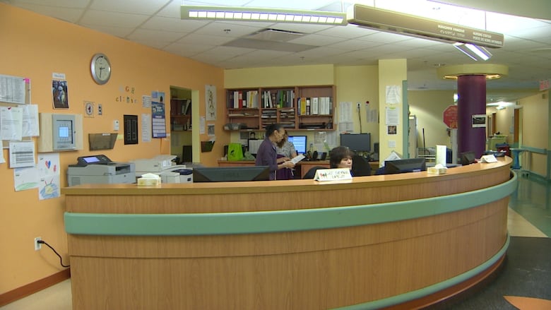 desk in building.