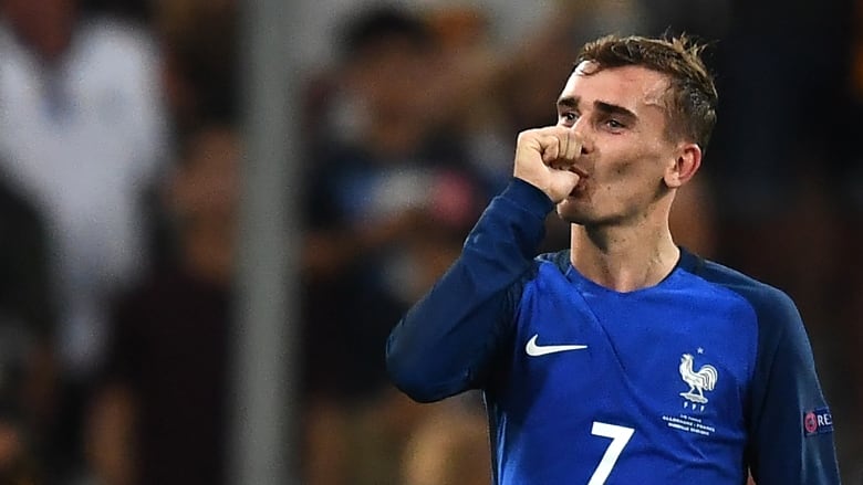 France S Forward Antoine Griezmann Celebrates After