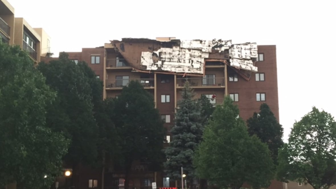 Apartment Building Roof violent storm peels roof off winnipeg apartment building Apartment Building Roof violent storm peels roof off winnipeg apartment building