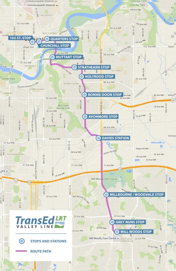 Valley LRT Route