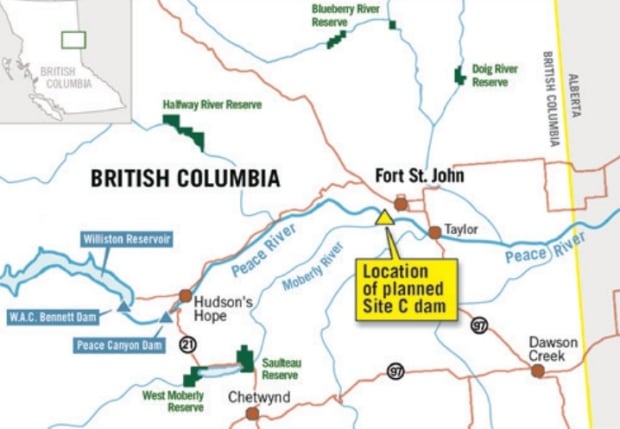 Site C dam map from The point of no return Amnesty report