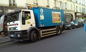 Paris garbage truck with side guards