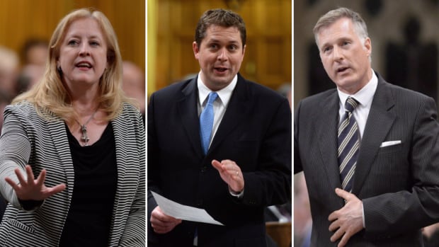 The Conservative leadership race has been a relative snoozer thus far. More than 10 candidates have entered the race so far, including, from left, Lisa Raitt, Andrew Scheer and Maxime Bernier, but none poses a threat to the Liberals' popular prime minister.