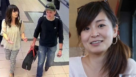 Burnaby RCMP is looking for the public's help identifying the man in this image, left, seen walking with missing Japanese student Natsumi Kogawa on Sept. 8 near Seymour Street and Hastings Street in Vancouver. Natsumi Kogawa and person of interest